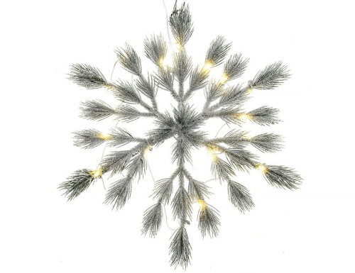 Хвойная композиция СНЕЖИНКА - СОСНОВЫЕ КИСТОЧКИ заснеженная, теплые белые микро LED-огни, литая хвоя (100% PE), Kaemingk (Lumineo) фото 3