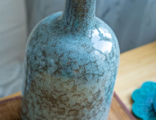 Керамическая ваза-бутыль ОЛИВЕРИЯ, синяя, 35 см, Edelman фото 2