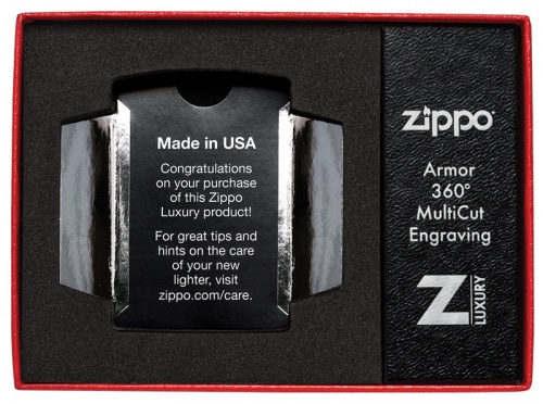 Зажигалка Zippo Armor с покрытием High Polish Chrome, латунь/сталь, серебристая, 36x12x56 мм, 29672 фото 2