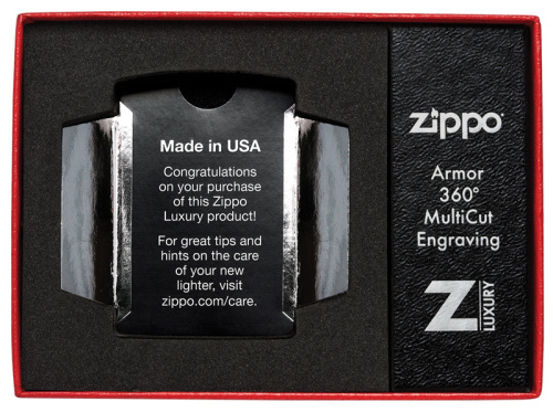 Зажигалка Zippo Armor с покрытием High Polish Chrome, латунь/сталь, серебристая, 36x12x56 мм, 29672 фото 4