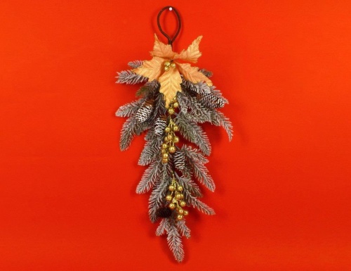 Хвойный декор капля "Пуансеттия", 60 см, Due Esse Christmas фото 4