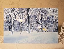 Светящаяся картина  "Снежная прогулка - в парке", 6 LED-огней, 57х37 см, батарейки, Kaemingk