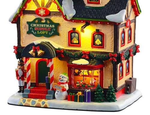 Магазин 'Рождественский лофт', полистоун, подсветка, имитация дыма из трубы, 23х18х14 см, LEMAX фото 3