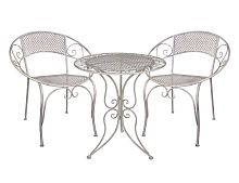 Комплект дачной мебели "Ажурный прованс" (2 кресла, стол), металл, Edelman