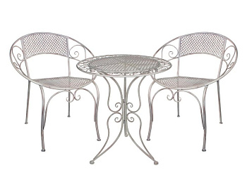 Комплект дачной мебели АЖУРНЫЙ ПРОВАНС (2 кресла, стол), металл, белый, Edelman