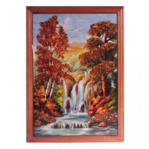 Картина "Водопад" из янтаря, KR-28