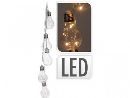 Гирлянда-гроздь "Лампы накаливания" ретро, 5 ламп, 15 тёплых белых микро LED-ламп, 70+50 см, батарейки, Koopman International