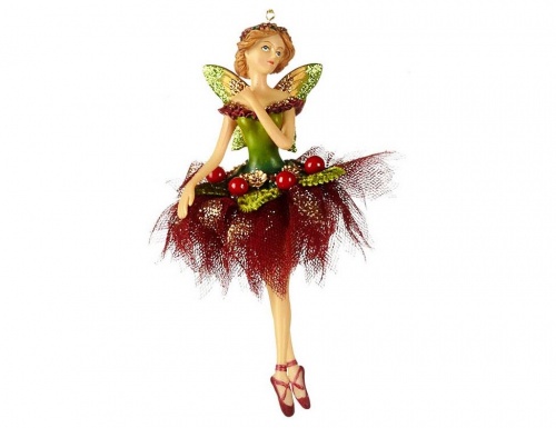 Ёлочная игрушка "Ягодная фея балерина", полистоун, текстиль, 15 см, Goodwill фото 2