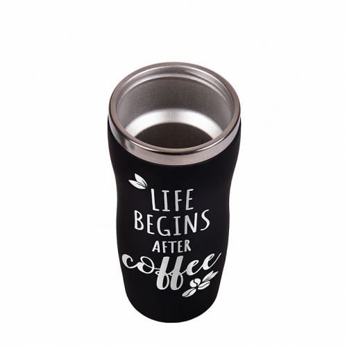 Термокружка "Life begins after coffee " подарочной упаковке фото 6
