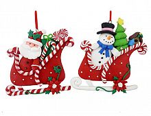 Фигурка-подвеска "Новогодние санки", полирезин, 10х1х10 см, разные модели, Forest Market