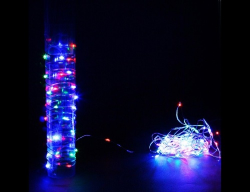 Гирлянда "Радужная паутинка", 100 RGB mini LED-огней, 10+1.5 м, серебряная проволока, Торг-Хаус фото 2