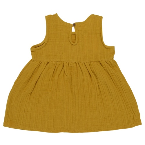 Платье без рукава из хлопкового муслина горчичного цвета из коллекции essential фото 4