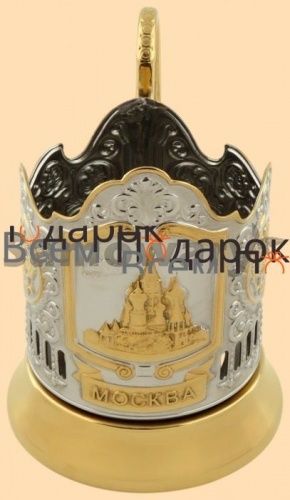 Подстаканник Храм Василия Блаженного №3 (никель-золото, штампованный) фото 2