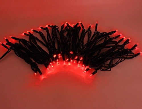 Электрогирлянда "Нить экспо" 120 красных LED ламп, 20м, коннектор, уличная, черный каучуковый кабель, (система ЭКСПО), ЦАРЬ ЕЛКА