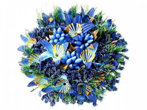 Мини-венок для свечи и декорирования "Фантазия с лилиями", голубой, 9 см, Swerox фото 2