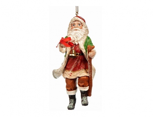 Ёлочное украшение "Санта с колокольчиком", полистоун, 11 см, разные модели, Goodwill