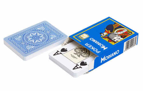Карты для покера "Modiano Poker" 100% пластик, Италия, голубая рубашка