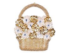 Елочная игрушка КОРЗИНА С ЦВЕТАМИ, серия ЗОЛОТОЕ РУКОДЕЛИЕ, 11 см, подвеска, Goodwill