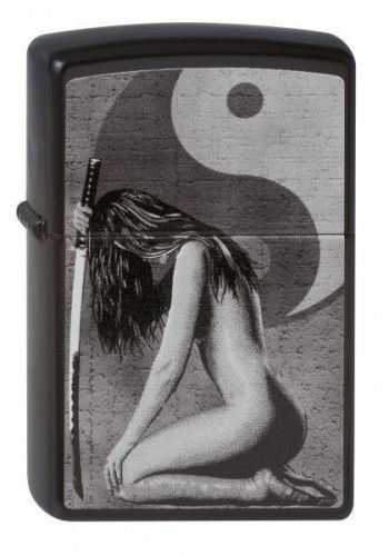 Зажигалка ZIPPO Woman Sword с покрытием Black Matte, латунь/сталь, чёрная, матовая, 36x12x56 мм, 218 Woman sword