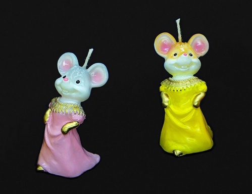 Фигурная свеча "Мышка в платье", 4х5х9 см, разные модели, Омский Свечной