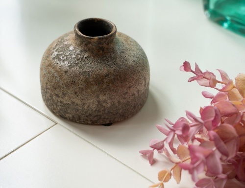 Декоративная керамическая вазочка "Джиан", коричневая, 6.5х9х5 см, Edelman