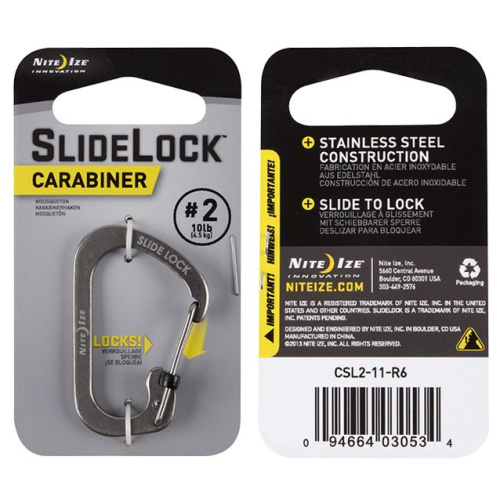 Карабин с блокировкой Nite Ize SlideLock Carabiner, размер 2 стальной фото 2