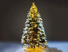 Искусственная елка с гирляндой Власта заснеженная 210 см, 700 разноцветных/теплых белых LED ламп, контроллер, ЛИТАЯ + ПВХ, CRYSTAL TREES