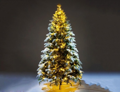 Искусственная елка с гирляндой Власта заснеженная 210 см, 700 разноцветных/теплых белых LED ламп, контроллер, ЛИТАЯ + ПВХ, CRYSTAL TREES в интернет-магазине VsemPodarok.com