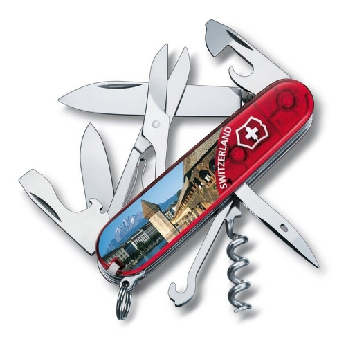 Нож Victorinox Climber Luzern, 91 мм, 14 функций, полупрозрачный красный (подар. упак.)