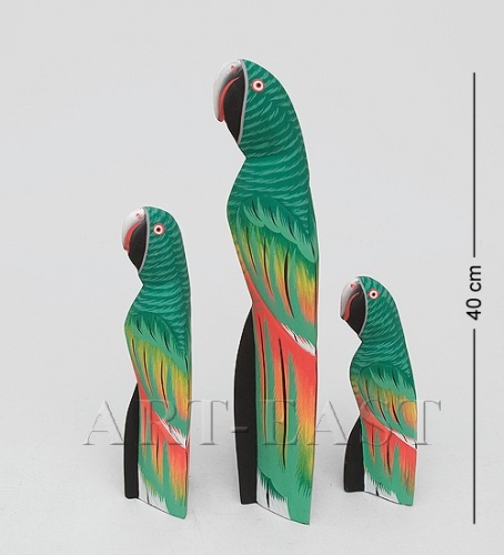 90-062 Статуэтка "Зеленый Попугай" набор из трех 40,30,20 см