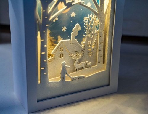 Светящаяся декорация "Зимняя симфония - домики", 7 тёплых белых LED-огней, движение, 7x26x25 см, таймер, батарейки, Kaemingk фото 2
