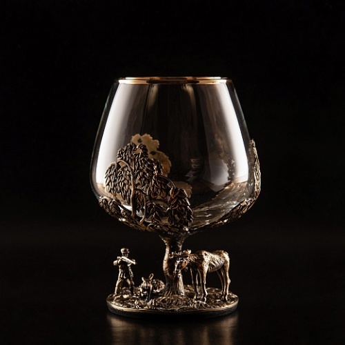 Набор бокалов для коньяка Охота Лось(Береза)+Медведь(Сосна) фото 8