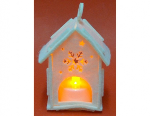 Светящееся ёлочное украшение, подсвечник, набор для творчества "Фетровый домик", разные модели, Due Esse Christmas фото 2