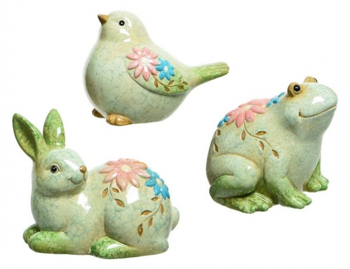 Керамическая фигурка "Попрыгунчик с цветочками - кролик", 13.5-16 см,, Kaemingk фото 2