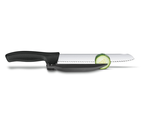 Нож Victorinox с упором для отрезания равномерных ломтиков, черный фото 9
