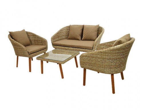 Комплект дачной мебели "Женева" (диван, 2 кресла, столик), искусственный ротанг, Kaemingk