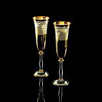 VITTORIA Бокал для шампанского, набор 2 шт, хрусталь/декор золото 24К