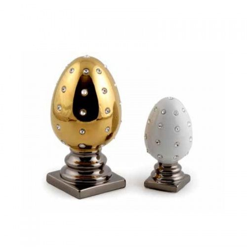 EMOZIONI Сувенир яйцо 13х13хН21 см, керамика, цвет золото, декор платина, swarovski