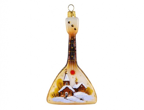 Ёлочная игрушка "Балалайка", коллекция 'Золотой звон', стекло, 13 см, Ариель