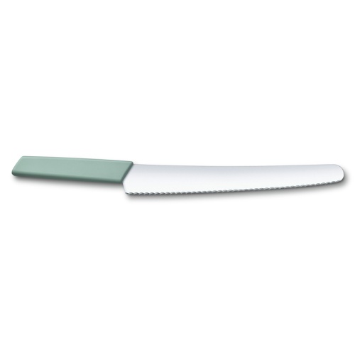 Нож Victorinox для хлеба и выпечки, лезвие 26 см волнистое, аквамариновый, в картонном блистере фото 3