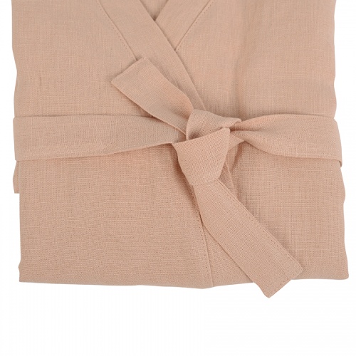 Халат из умягченного льна розово-пудрового цвета из коллекции essential, размер m фото 5