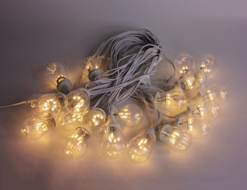 Ламполайт линейно-свесовый, 10х0.2 м, 20 ламп, теплый белый, коннектор, белый провод, уличная, Rich LED фото 5