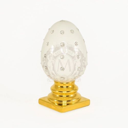 EMOZIONI Сувенир яйцо 13х13хН21 см, керамика, цвет белый, декор золото, swarovski фото 2