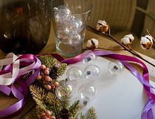 Набор однотонных пластиковых шаров глянцевых, цвет: прозрачный перламутр, 60 мм, упаковка 12 шт., Kaemingk/Winter Deco