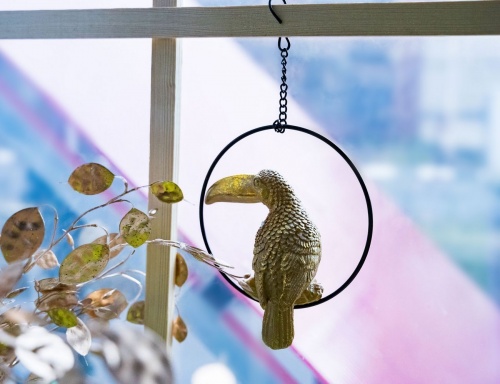 Ёлочная игрушка "Экзотическая птица - тукан", полистоун, золотая, 7x13.5x16 см, Kaemingk фото 5