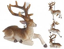 Ёлочная игрушка "Лесной олень", бежевый, полистоун, 9.5х5х14.5 см, разные модели, Koopman International