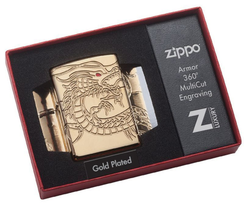 Зажигалка ZIPPO Armor™ с покрытием High Polish Gold Plate, латунь/сталь, золотистая, 36x12x56 мм, 29265 фото 3