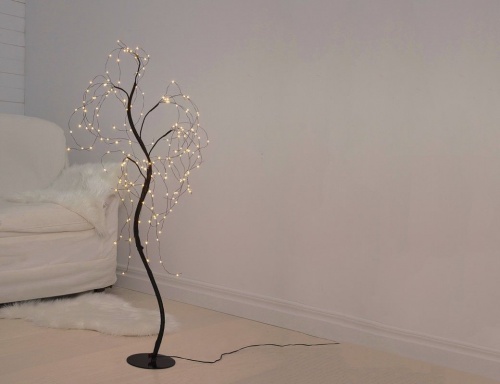 Светящееся дерево "Грациозная ива", чёрная, 180 тёплых белых микро LED-огней, 100 см, STAR trading