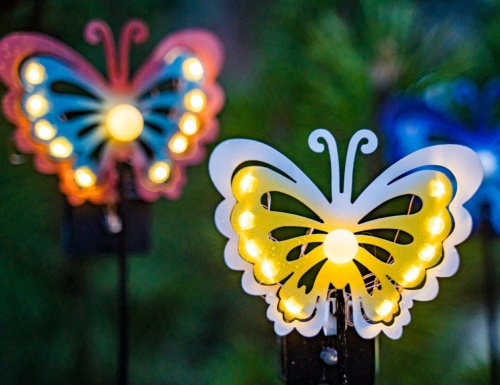 Садовый светильник Solar FAIRY BUTTERFLY на солнечной батарее, желтый, 11 тёплых белых микро LED-огней, 75 см, Kaemingk (Lumineo) фото 2