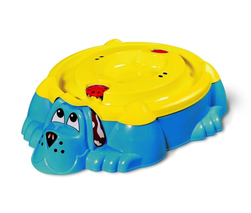 Детская пластиковая песочница мини-бассейн "Собачка с крышкой" PalPlay 432 (голубой/желтый)